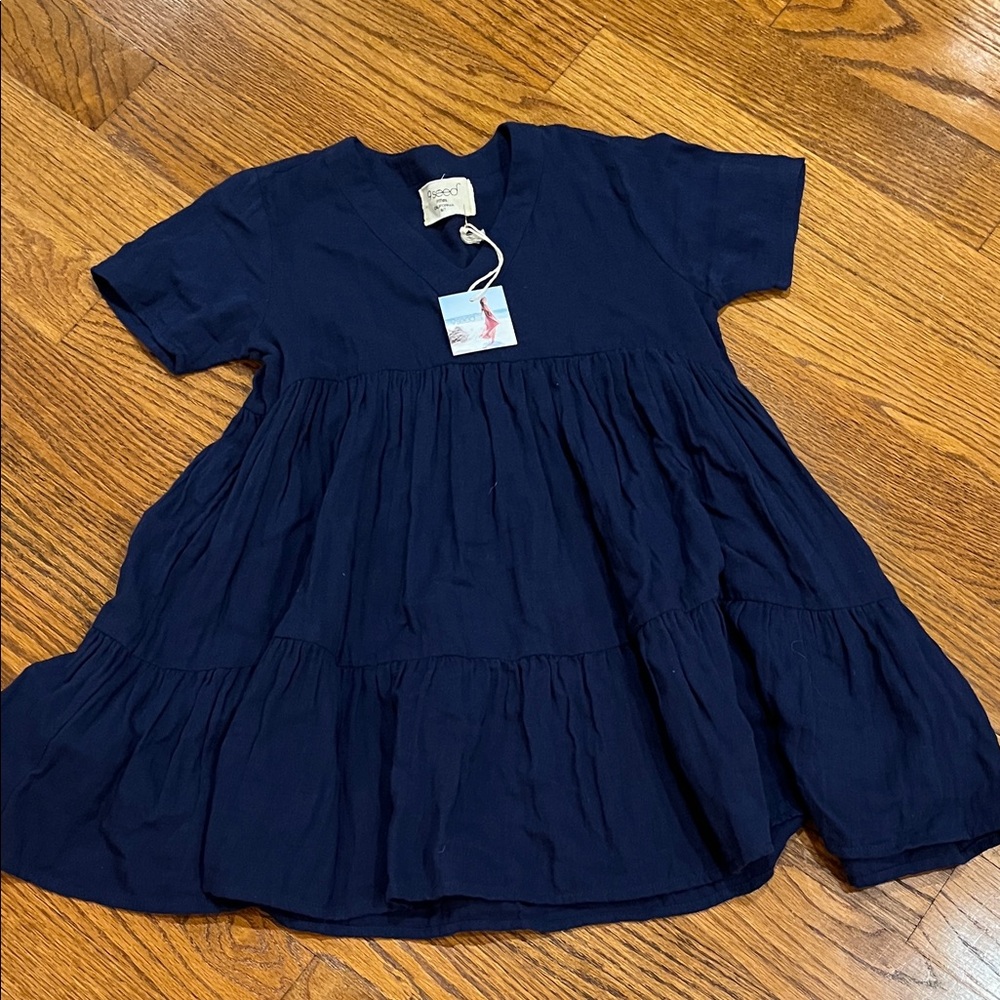 9 Seed navy blue sun dress NWT size big girl 6/7
